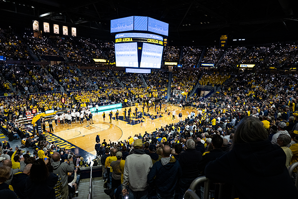 Crisler Center crowd with lights shining