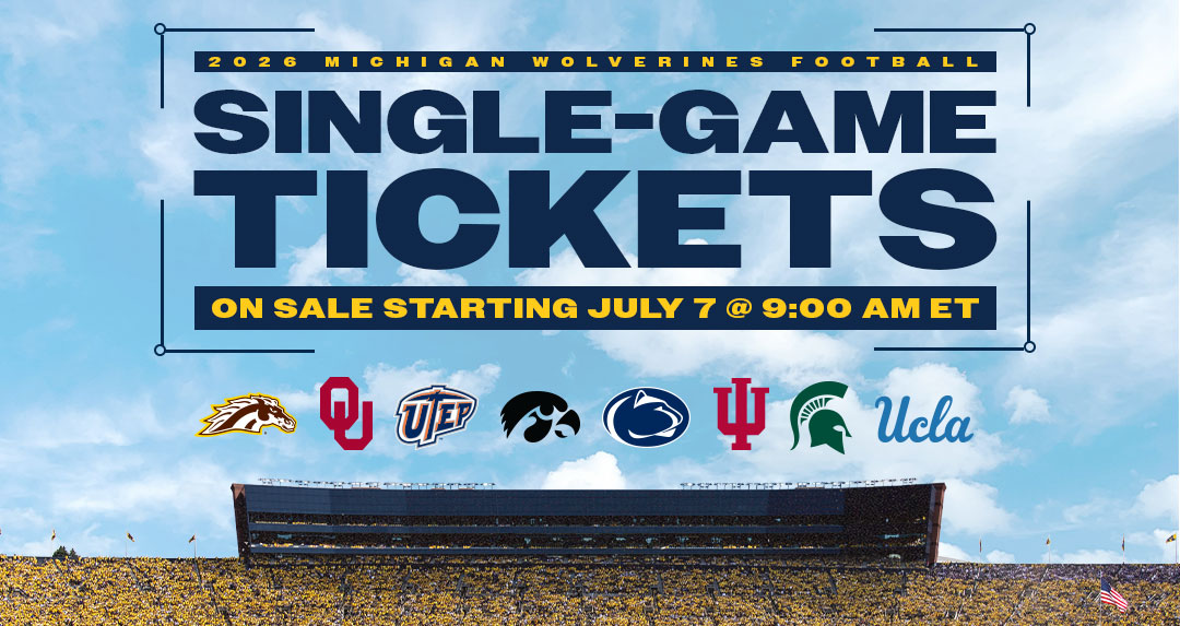 Michigan Football Single-Game Tickets - Western Michigan, Oklahoma, UTEP, Iowa, Penn State, Indiana, Michigan State, UCLA