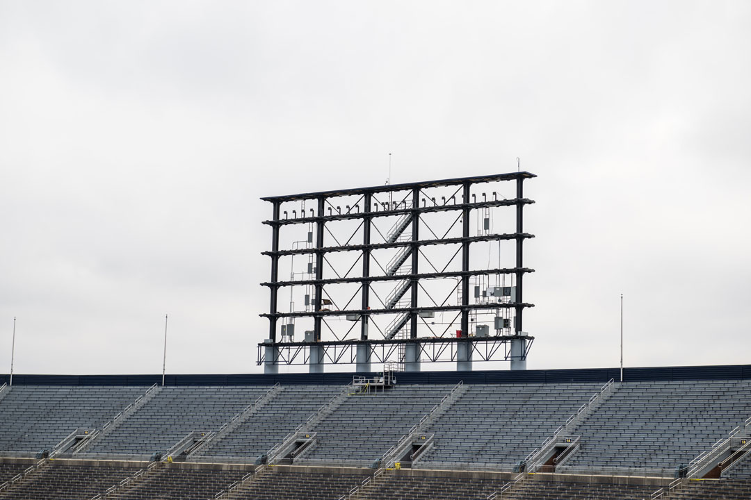 Michigan Stadium Scoreboard Construction