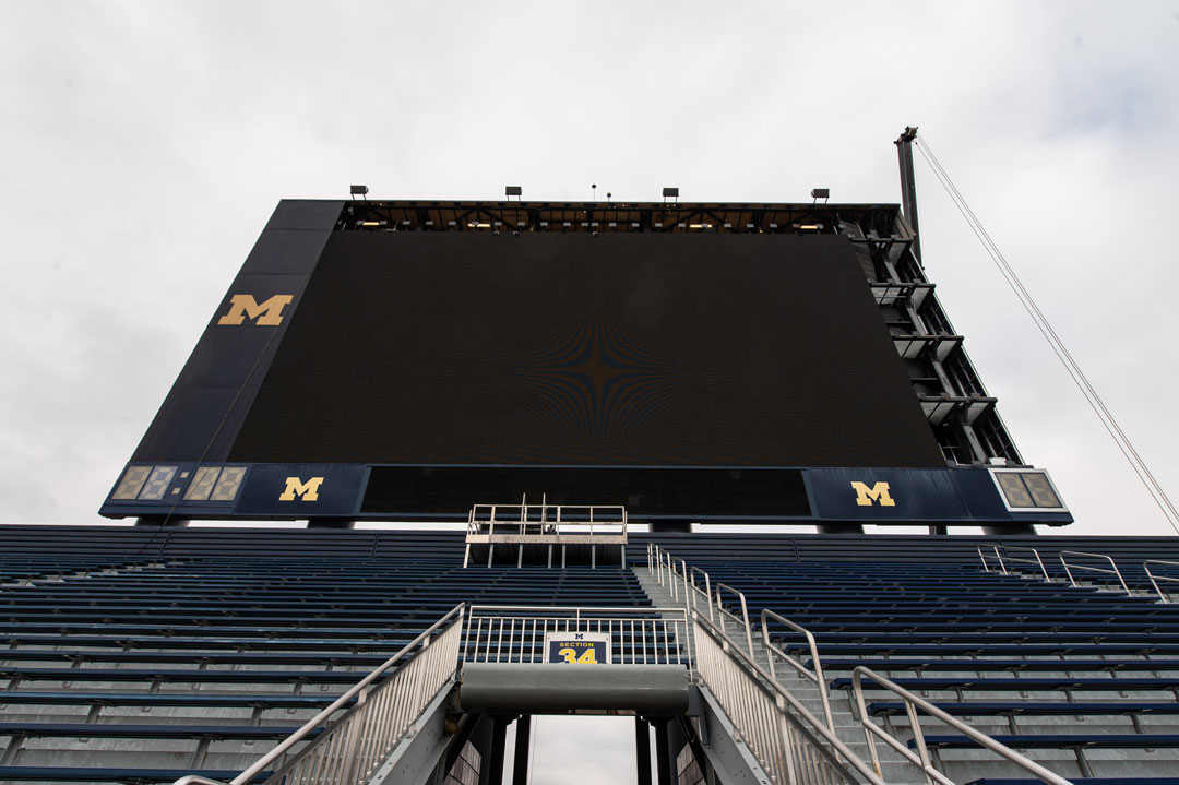 Michigan Stadium Scoreboard Construction
