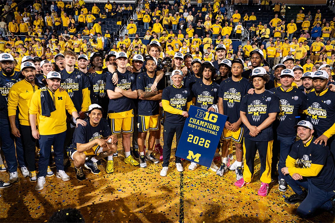 Men's basketball team celebrates the 2026 Big Ten Regular-season title