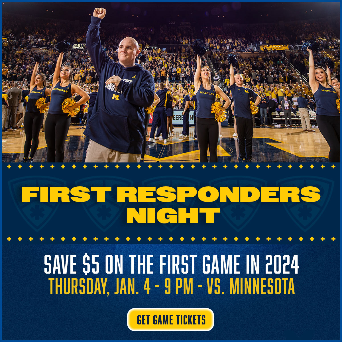 First Responders Night - Save $5 on the first game in 2024 - Thursday, Jan. 4 at 9 PM vs. Minnesota